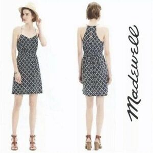Madewell 100% Silk Daylight Dress Ikat Bloom Print Halter Size 0